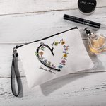 Trousse de maquillage personnalisée en lin avec dragonne et 1 à 6 noms Anniversaire Fête des mères Accessoires de voyage Cadeau pour Maman Grand-mère