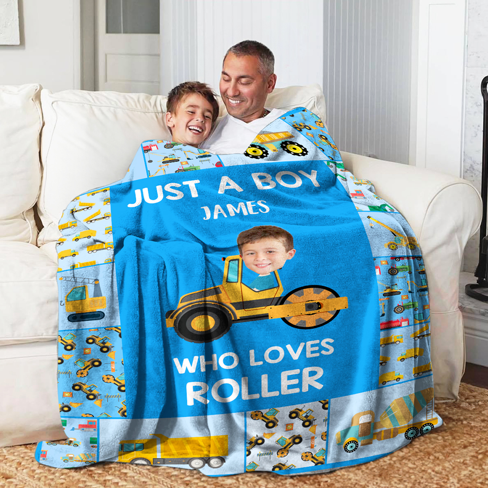 Couverture Douce Personnalisée avec Photo Nom et Motif de Camion Multicolore Décoration Maison Cadeau d'Anniversaire Noël pour Garçons