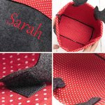 Cesta de fieltro plegable con bordado de nombre para dulces Juguetes Decoración de Navidad Regalo para niños Niñas