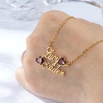 Gepersonaliseerde dubbele naam hanger ketting met hart geboortestenen sierlijke sieraden verjaardag verjaardag kerstcadeau voor vrouwen meisjes