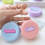 Personalized Macaroon Coin Purse with 3D Cream Name Waterproof Silicone Bag Keychain Accessory Gift for Girls Women Patisserie Lovers