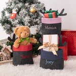 Cesta de fieltro plegable con bordado de nombre para dulces Juguetes Decoración de Navidad Regalo para niños Niñas