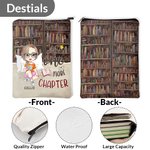 Personalisierte weibliche Cartoon-Charakter Name Buch Hülse Buch Schutzhülle mit Reißverschluss und Fronttasche Geburtstag Weihnachtsgeschenk für Frau