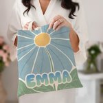 Sac Fourre-tout en Toile Personnalisé avec Motif Floral et Nom Cadeau Anniversaire Vacances Souvenir pour Femme Fille