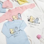 Personalized Classic Winnie the Pooh 100% Cotton Baby Romper Hat Blanket Outfit with Hamper and Name Baby Shower Coming Home Gift for Newborn