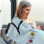 Personalised Heart 1-6 Watercolor Birth Flowers Soft Throw Blanket with Names Christmas Birthday Gift for Mom Grandma