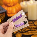 Personalised Ghost Witch Pumpkin Halloween Element Acrylic Glitter Tumbler Name Plate Tag Accessories for Stanley Halloween Party Gift for Kids