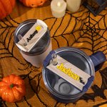 Personalised Ghost Witch Pumpkin Halloween Element Acrylic Glitter Tumbler Name Plate Tag Accessories for Stanley Halloween Party Gift for Kids