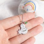 Personalized Dainty Baby Birth Stats Snowman Necklace with Engraved Name and Birthstone Baby Shower Newborn Birth Announcement Gift for New Mom
