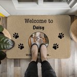 Paillasson Antidérapant Personnalisé avec Collage de 1-3 Photos d'Animaux Motif Empreintes des Pattes Cadeau Anniversaire Emménagement pour Famille