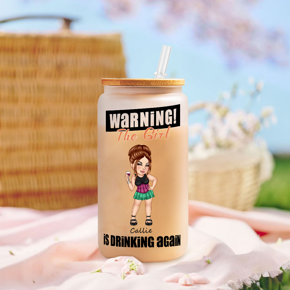 Personalized Y2K Style Cartoon Character 20oz Name Glass Tumbler with