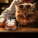 Personalisierte Coole Katze Vater Vater 10oz graviert Old Fashioned Whiskey Rocks Glas mit Namen lustig Geburtstagsgeschenk für Männer Katzenbesitzer