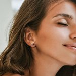 Personalised Exquisite 1 - 4 Family Square Birthstones Stud Earrings Christmas Mother's Day Gift for Mom Grandma