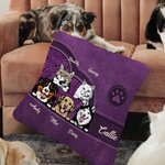 Taie d'Oreiller Personnalisée avec 1-5 Motifs Chien Chat Style Rétro Bourrage à Choix Cadeau Noël Anniversaire pour Amoureux d'Animal de Compagnie