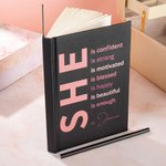 Personalized She Is Me Self Care A5 Name Journal Notebook with 120 Lined Pages & Free Pencil Inspiring Birthday Affirmation Gift for Women Girls