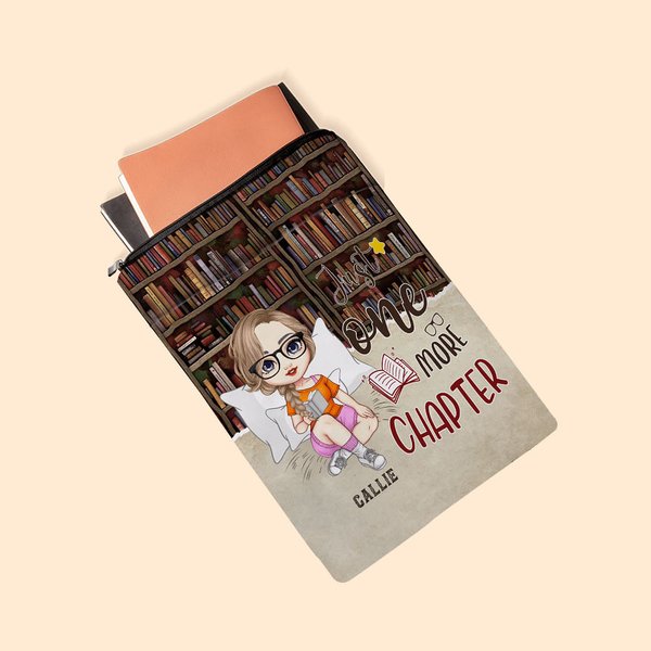 Couverture de Livre Personnalisée de Nom et Personnage avec Fermeture Éclair et Pochette Frontale Cadeau d'Anniversaire pour Amoureuses de Livres