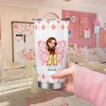 Personalisierte Schmetterling Y2K Girl Thank You For Being My Sister 20oz isoliert Becher mit Deckel und Stroh Freundschaft Geschenk für Besties Y2K L