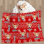 Personalised Multicolor Plaid Dog Cat 1-3 Photos Soft Throw Blanket with Name Christmas Birthday Gift for Pet Lovers