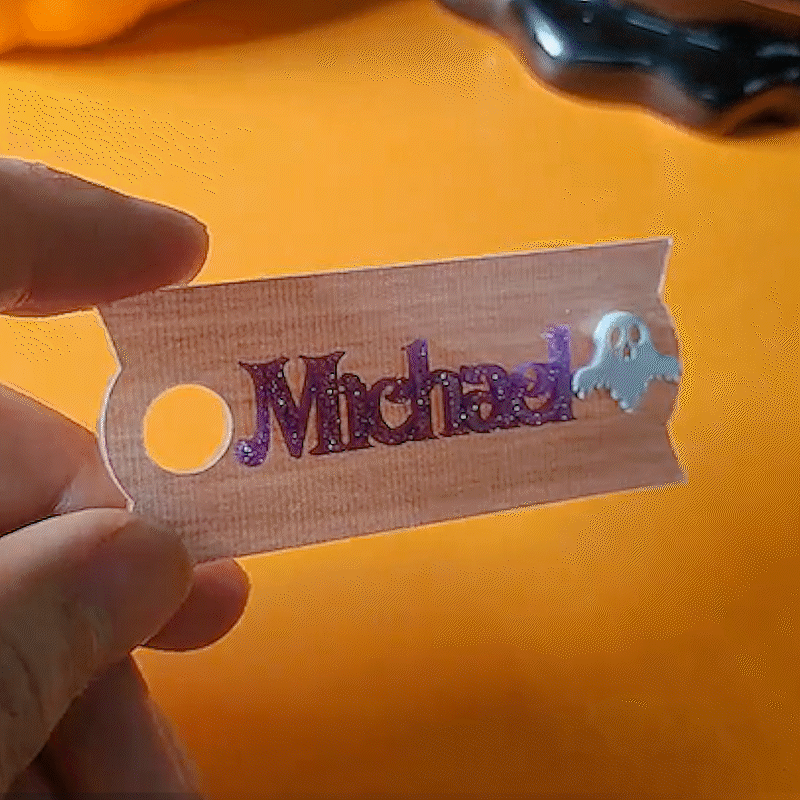 Personalised Ghost Witch Pumpkin Halloween Element Acrylic Glitter Tumbler Name Plate Tag Accessories for Stanley Halloween Party Gift for Kids