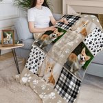 Coperta personalizzata con 4 foto di cani e gatti con nome materiale in pile o sherpa regalo di ricordo per amanti degli animali domestici