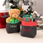 Cesta de fieltro plegable con bordado de nombre para dulces Juguetes Decoración de Navidad Regalo para niños Niñas