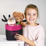 Cesta de fieltro plegable con bordado de nombre para dulces Juguetes Decoración de Navidad Regalo para niños Niñas