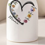 Vaso in ceramica con 1-6 nomi per la decorazione della casa, personalizzato con cuore acquerellato, regalo di compleanno per la festa della mamma e della nonna.