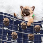 Personalised Multicolor Plaid Dog Cat 1-3 Photos Soft Throw Blanket with Name Christmas Birthday Gift for Pet Lovers
