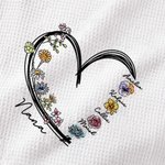 Personalised Heart 1-6 Birth Flowers 100% Cotton Quick Drying Waffle Tea Towel with Names Kitchen Decor Housewarming Gift for Mom Grandma