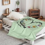 Personalised Heart 1-6 Watercolor Birth Flowers Soft Throw Blanket with Names Christmas Birthday Gift for Mom Grandma