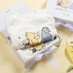 Personalized Classic Winnie the Pooh 100% Cotton Baby Romper Hat Blanket Outfit with Hamper and Name Baby Shower Coming Home Gift for Newborn