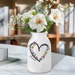 Vaso in ceramica con 1-6 nomi per la decorazione della casa, personalizzato con cuore acquerellato, regalo di compleanno per la festa della mamma e della nonna.