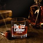 Personalisierte Coole Katze Vater Vater 10oz graviert Old Fashioned Whiskey Rocks Glas mit Namen lustig Geburtstagsgeschenk für Männer Katzenbesitzer