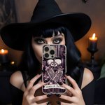 Coque iPhone en TPU Personnalisée avec Nom Motif de Fleurs ou Squelette Cadeau Anniversaire pour Amateurs de Gothique