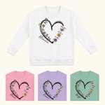 Personalised Heart Birth Flower Crewneck Sweatshirt with 1 - 6 Names Birthday Mother's Day Christmas Gift for Mom Grandma