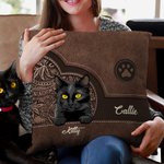 Taie d'Oreiller Personnalisée avec 1-5 Motifs Chien Chat Style Rétro Bourrage à Choix Cadeau Noël Anniversaire pour Amoureux d'Animal de Compagnie