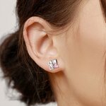 Personalised Exquisite 1 - 4 Family Square Birthstones Stud Earrings Christmas Mother's Day Gift for Mom Grandma