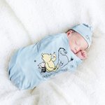 Personalized Classic Winnie the Pooh 100% Cotton Baby Romper Hat Blanket Outfit with Hamper and Name Baby Shower Coming Home Gift for Newborn