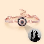 Personalised Engraved Love Heart Round Pendant Photo Projection Bracelet with Text and Gemstone Anniversary Birthday Gift for Women Girls