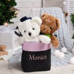 Cesta de fieltro plegable con bordado de nombre para dulces Juguetes Decoración de Navidad Regalo para niños Niñas