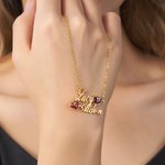 Gepersonaliseerde dubbele naam hanger ketting met hart geboortestenen sierlijke sieraden verjaardag verjaardag kerstcadeau voor vrouwen meisjes