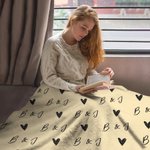 Personalisierte Liebe Herz Doppelnamen Initialen Multicolor Soft Warm Throw Decke Home Decor Verlobung Hochzeit Weihnachten Geschenk fot Paar