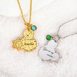 Personalized Dainty Baby Birth Stats Snowman Necklace with Engraved Name and Birthstone Baby Shower Newborn Birth Announcement Gift for New Mom