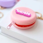 Personalized Macaroon Coin Purse with 3D Cream Name Waterproof Silicone Bag Keychain Accessory Gift for Girls Women Patisserie Lovers