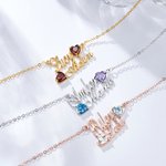 Gepersonaliseerde dubbele naam hanger ketting met hart geboortestenen sierlijke sieraden verjaardag verjaardag kerstcadeau voor vrouwen meisjes