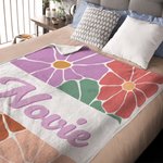 Personalized Boho Retro Floral Soft Throw Blanket with Shadow Name Home Decor Birthday Christmas Gift for Girls Women