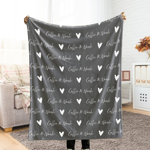 Personalisierte Liebe Herz Doppelnamen Initialen Multicolor Soft Warm Throw Decke Home Decor Verlobung Hochzeit Weihnachten Geschenk fot Paar