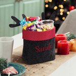 Cesta de fieltro plegable con bordado de nombre para dulces Juguetes Decoración de Navidad Regalo para niños Niñas