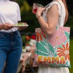 Sac Fourre-tout en Toile Personnalisé avec Motif Floral et Nom Cadeau Anniversaire Vacances Souvenir pour Femme Fille