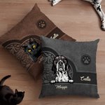 Taie d'Oreiller Personnalisée avec 1-5 Motifs Chien Chat Style Rétro Bourrage à Choix Cadeau Noël Anniversaire pour Amoureux d'Animal de Compagnie